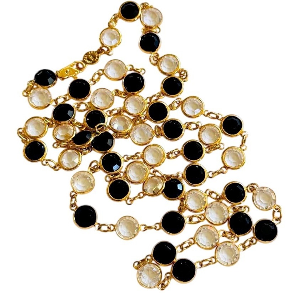 VTG Regal Open Bezel Austrian Crystal USA Necklace gold plated strand High end